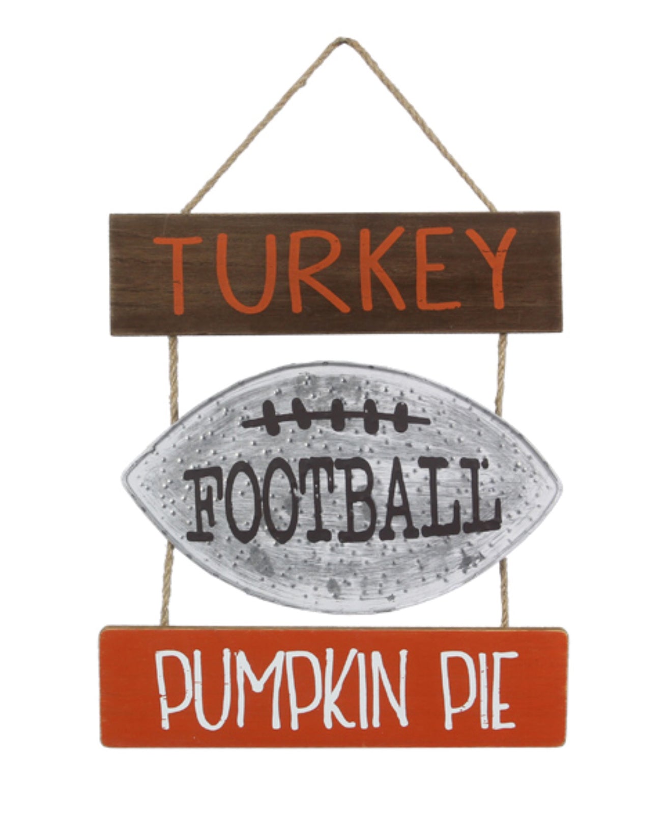 Youngs Fall Decor - Turkey Football Pumpkin Pie Hanging Sign