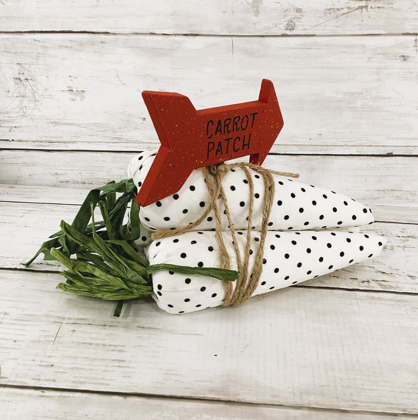 AGD Easter Decor - Black White Fabric Carrots Patch Display