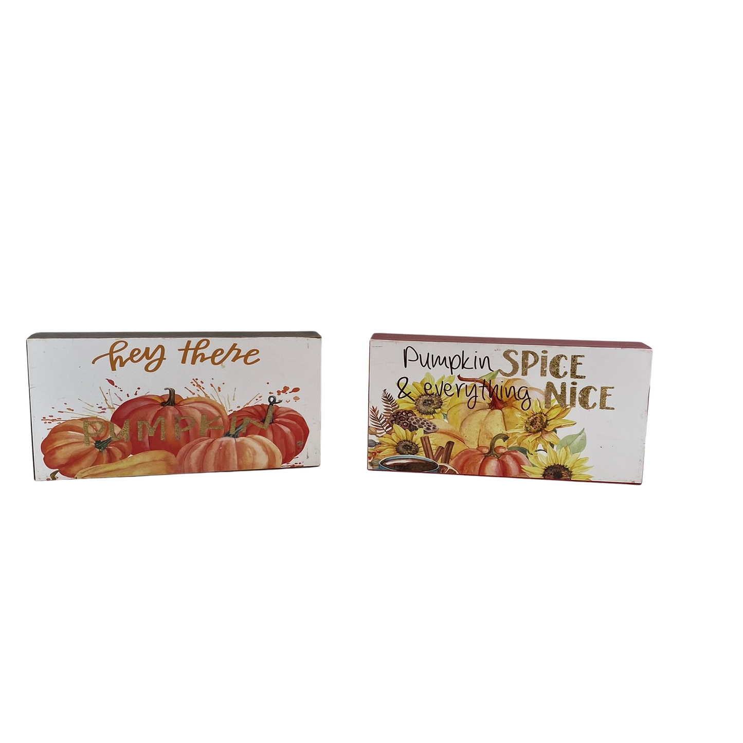 AGD Fall Decor - Hey Pumpkin Spice Nice Reversible Block Signs 2pc Set