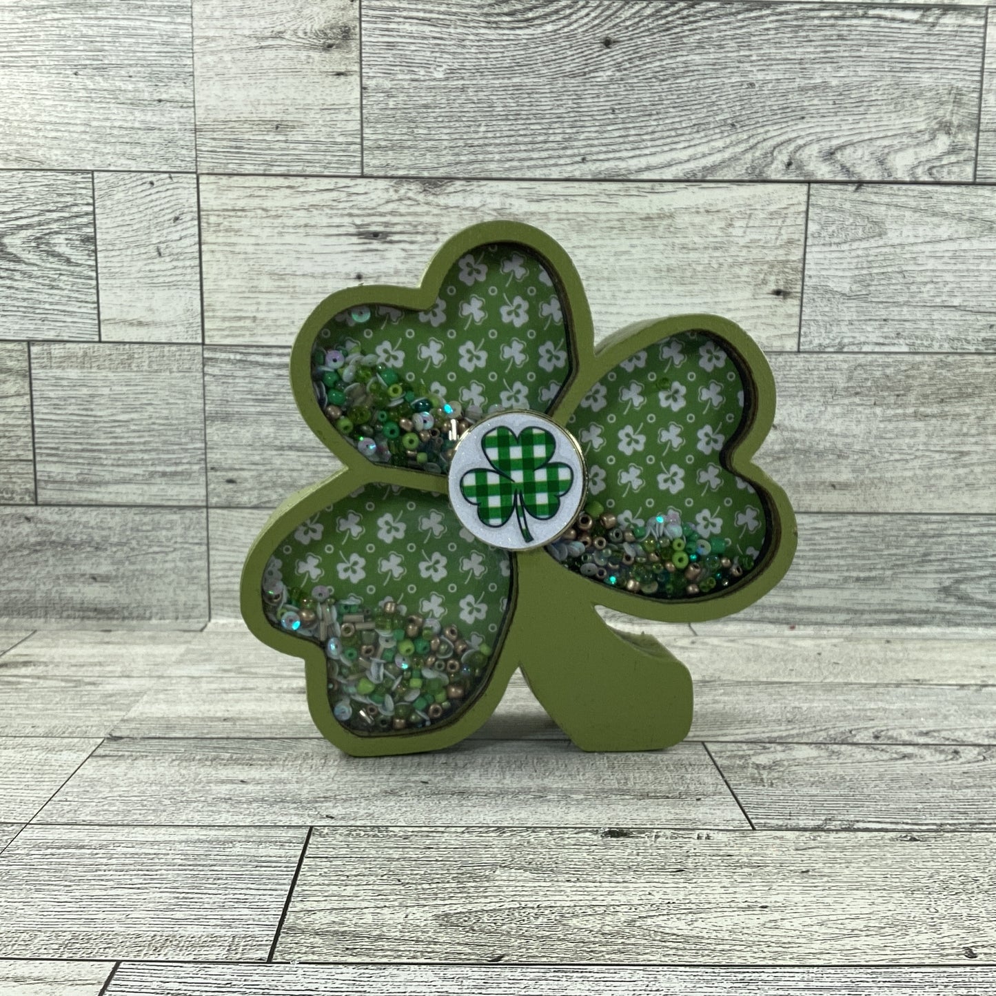 AGD St Patrick Decor -  Shamrock Chunky Wood Shaker Sitter