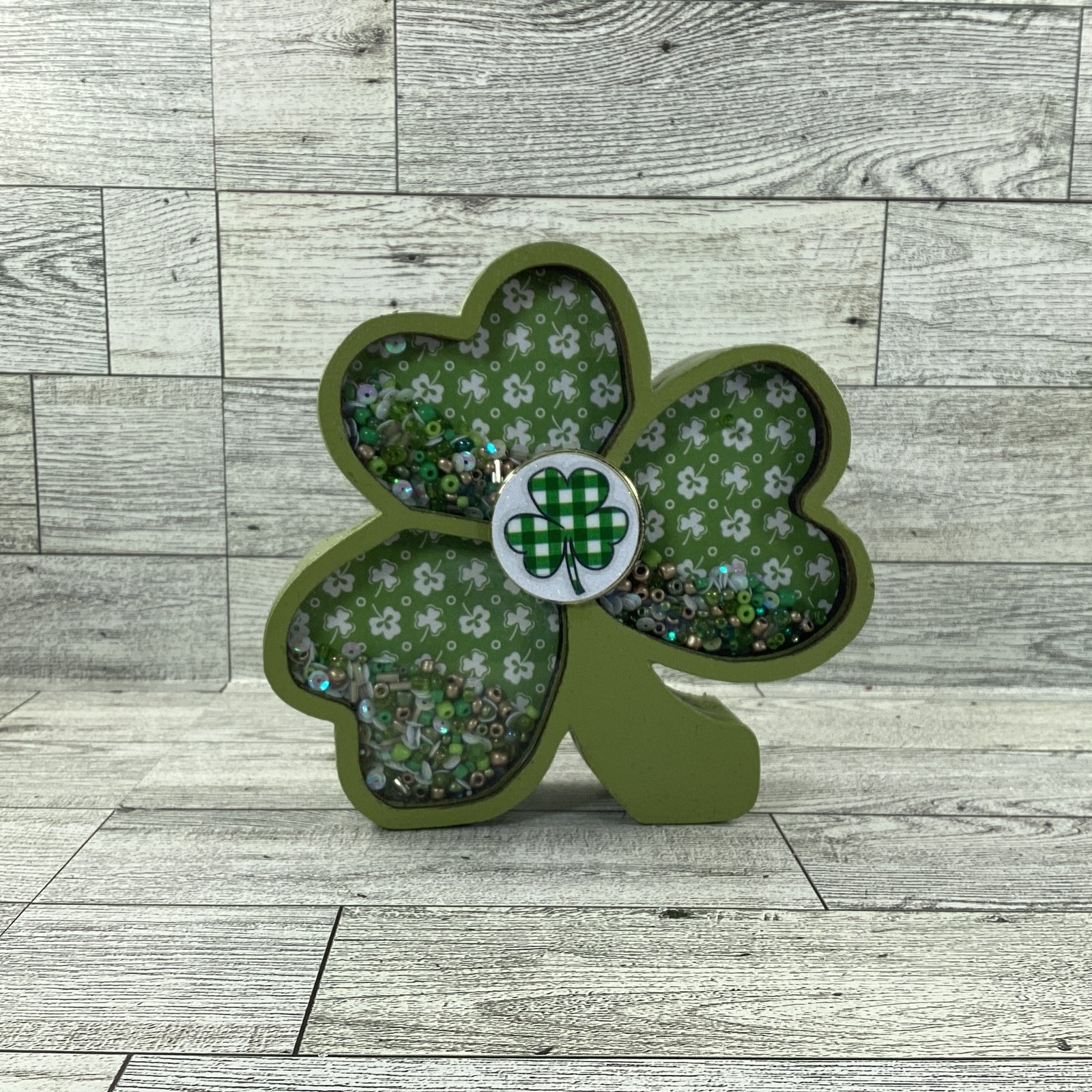 AGD St Patrick Decor -  Shamrock Chunky Wood Shaker Sitter