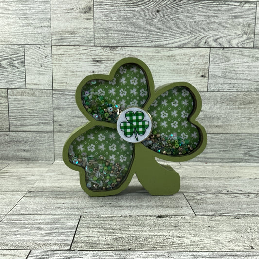 AGD St Patrick Decor -  Shamrock Chunky Wood Shaker Sitter