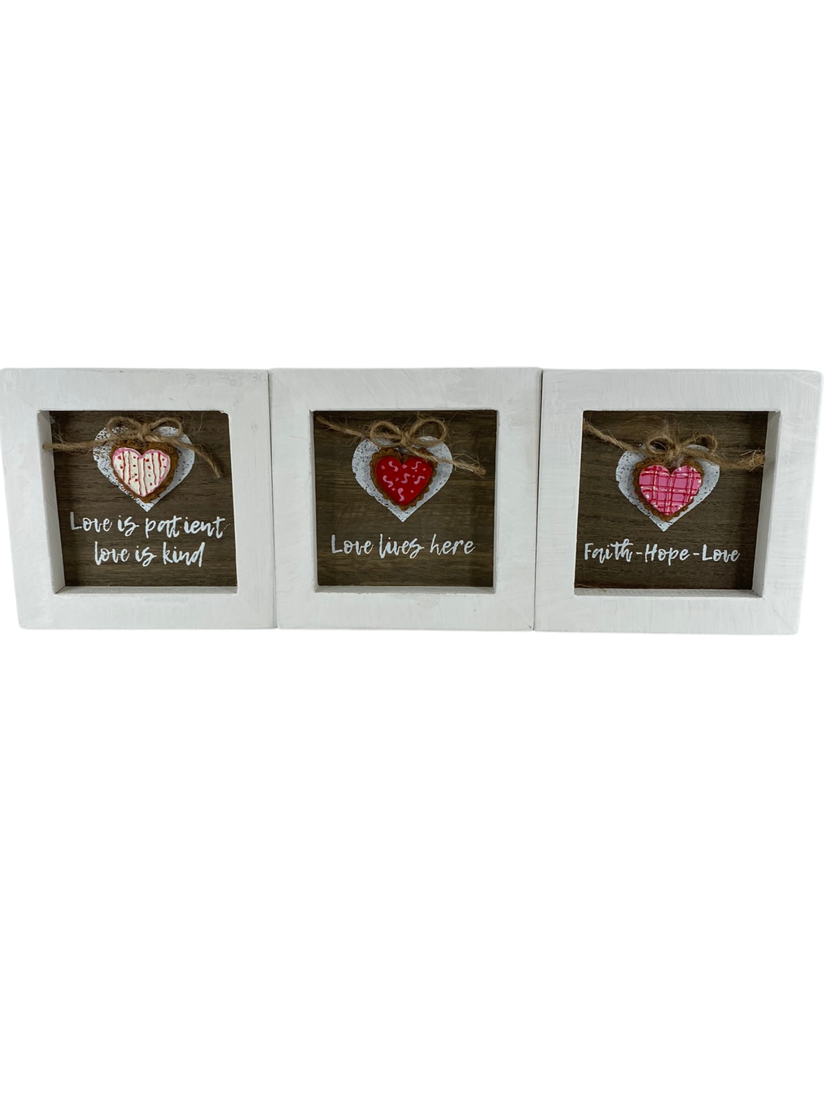 AGD Valentines - Faith Hope Love Is Patient Lives Here 3pc Signs
