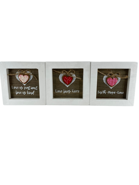 AGD Valentines - Faith Hope Love Is Patient Lives Here 3pc Signs