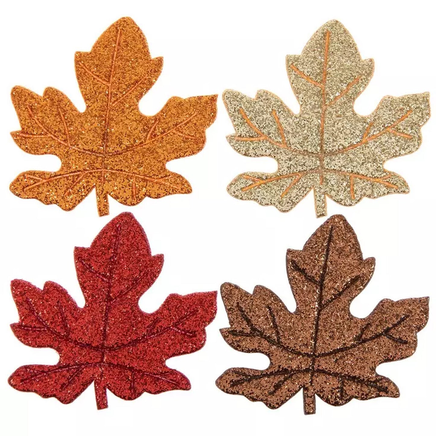 HL Fall Craft Supply -  Glitter Puffy Felt Leaf Stickers 16pc