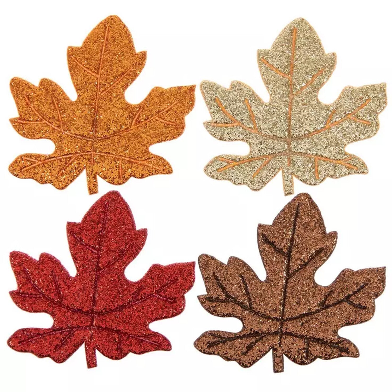 HL Fall Craft Supply -  Glitter Puffy Felt Leaf Stickers 16pc