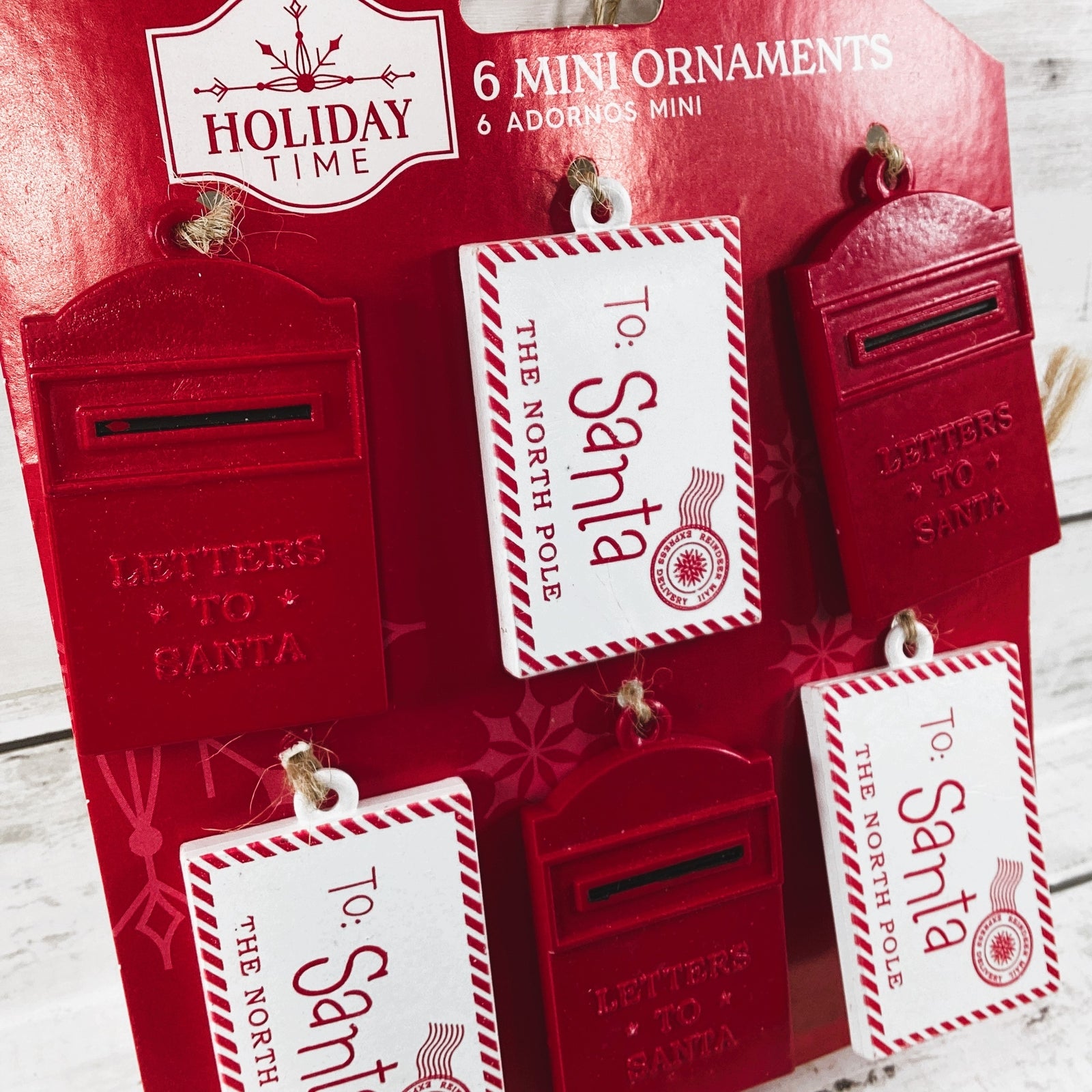 WM Christmas Decor - Mini Santa Letter Mailbox Ornaments 6pc