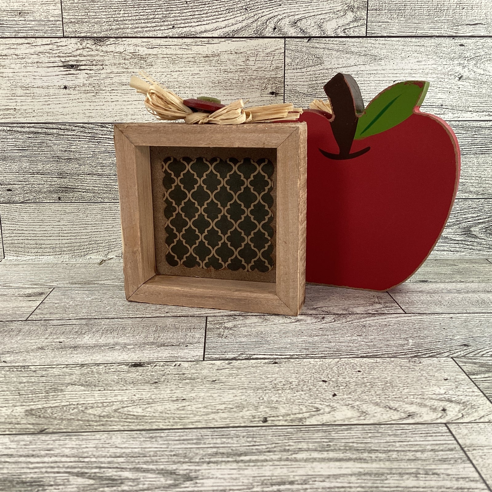 AGD Fall Decor - Chunky Wood Apple Sitter and Sweet Fall Sign 2pc Set