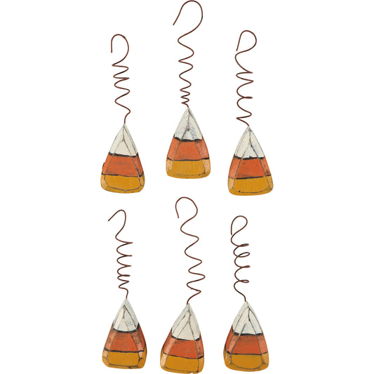 PBK Fall Decor - Prim Chunky Wood Candy Corn Bowl Ornaments 6pc Set