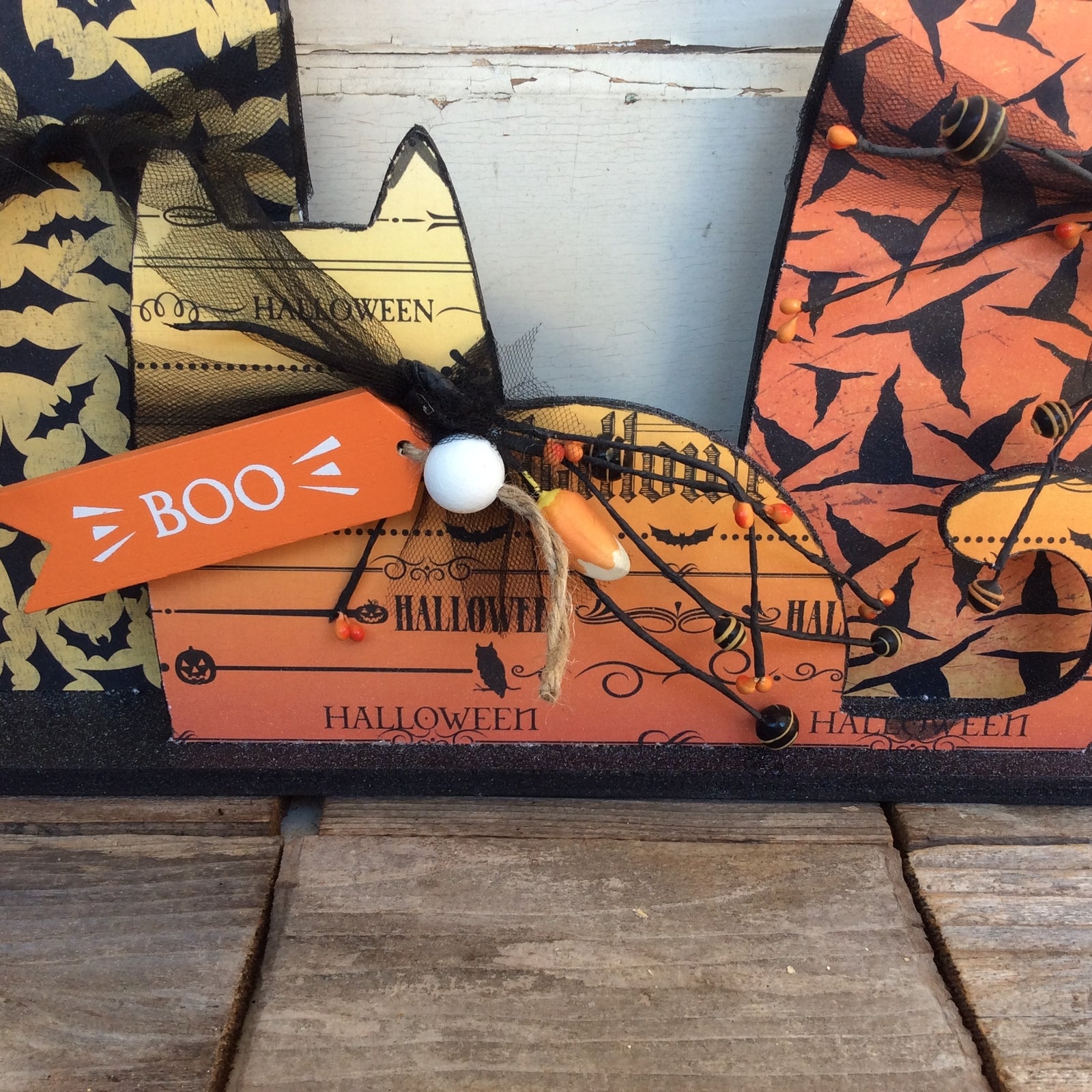 AGD Halloween Decor - Modern Prim Wood Trio Cat Tabletop Decor