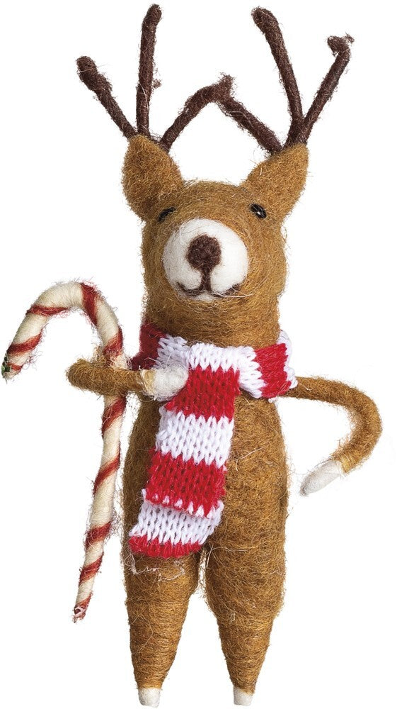 PBK Christmas Decor - Felt Reindeer with Candy Cane