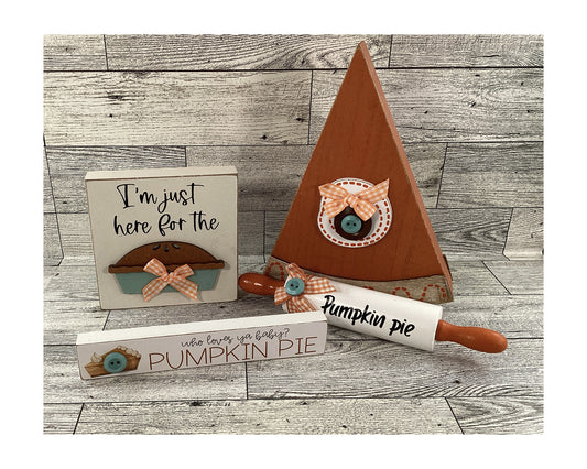 AGD Fall Decor - Pumpkin Pie Slice Rolling Pin Spoon Garland 4pc Set