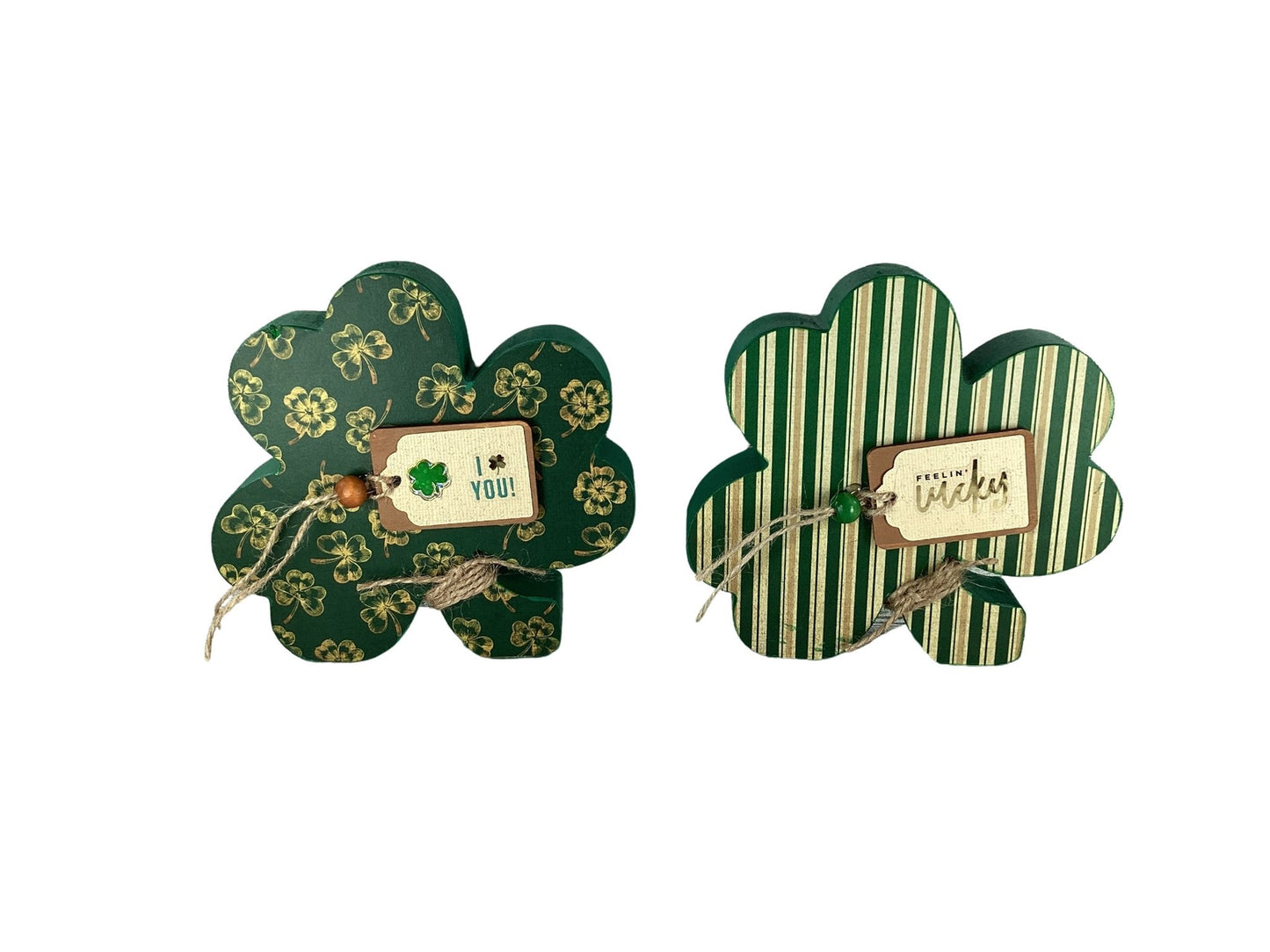 AGD Saint Patrick Decor - Chunky Wood Shamrock Sitter 2pc Set
