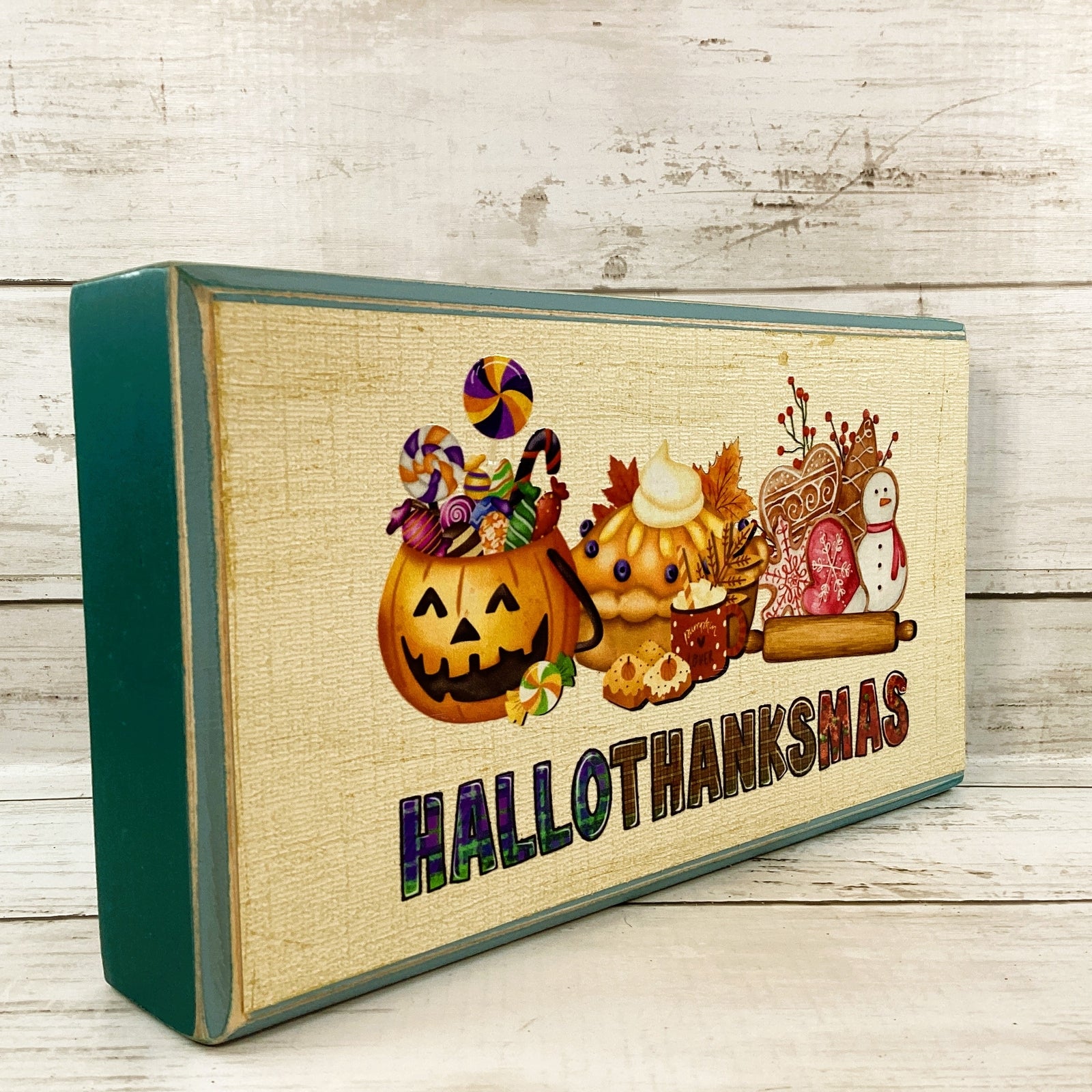 AGD Fall Decor - Multi Seasons Happy Hallothankmas Box Sign