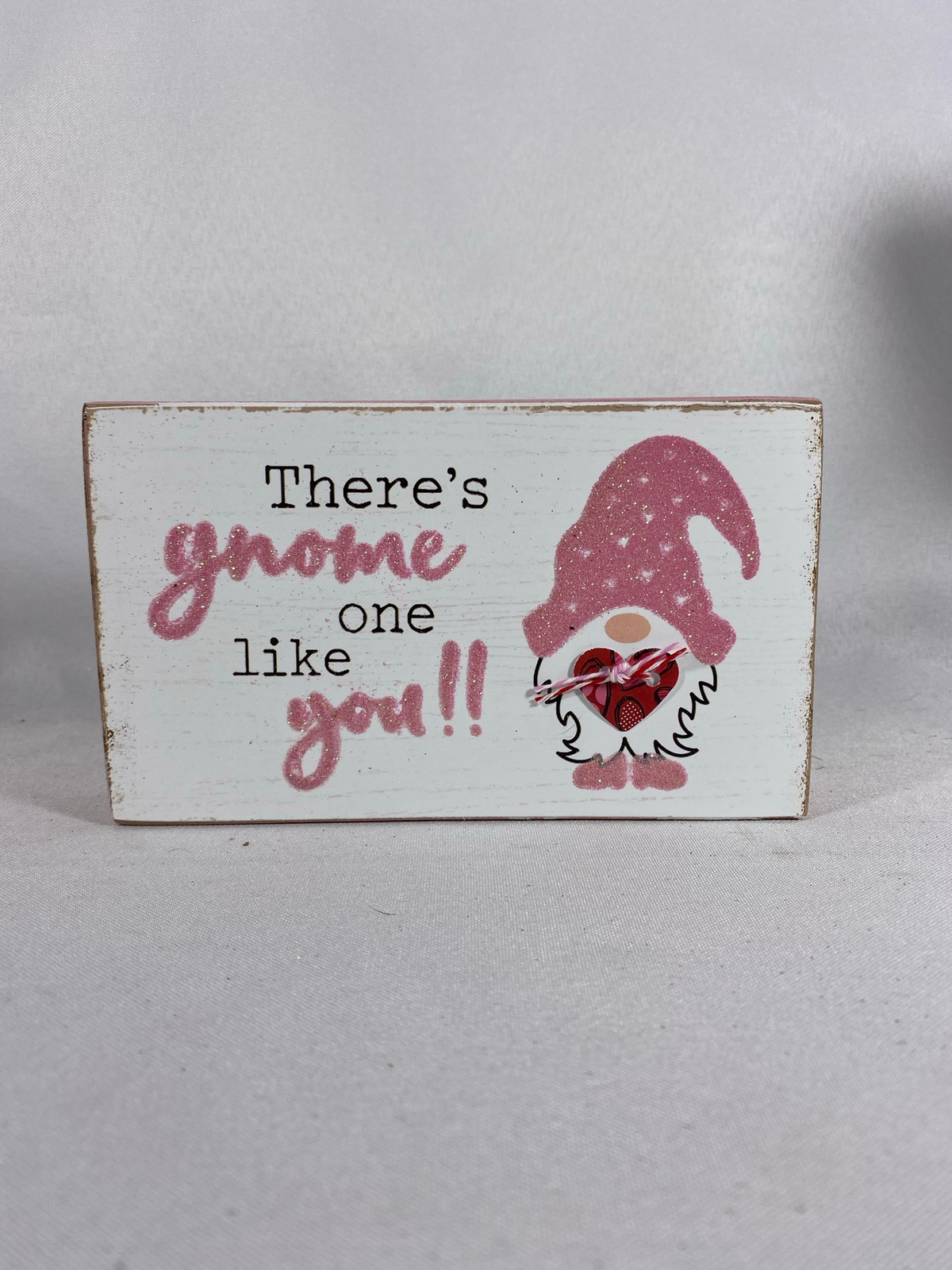 AGD Valentines Decor - Lena Fabric Gnome One Like You Box Sign 2pc