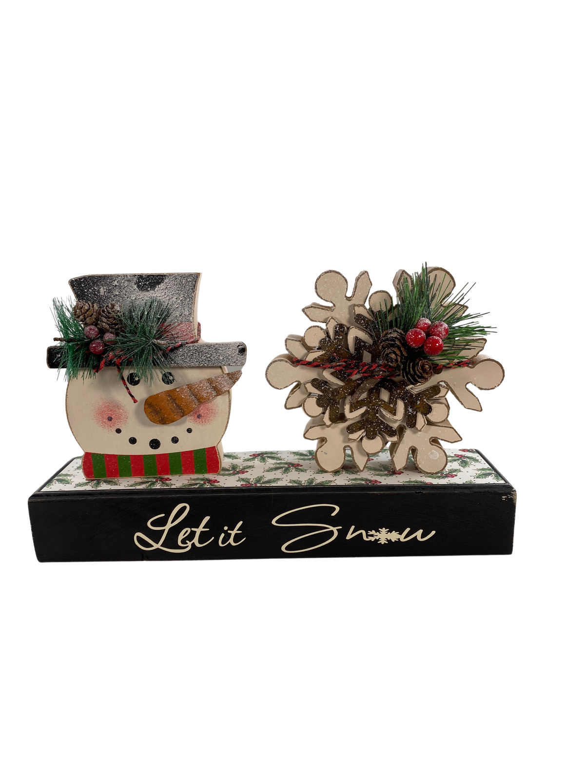 AGD Christmas Decor - Let It Snow Welcome Winter Chunky Wood 3pc Set