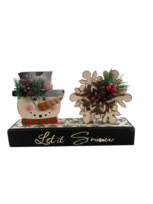 AGD Christmas Decor - Let It Snow Welcome Winter Chunky Wood 3pc Set