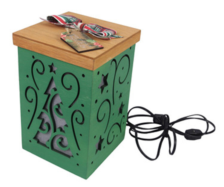 Youngs Christmas Decor - Red Lighted Laser Present Gift Box