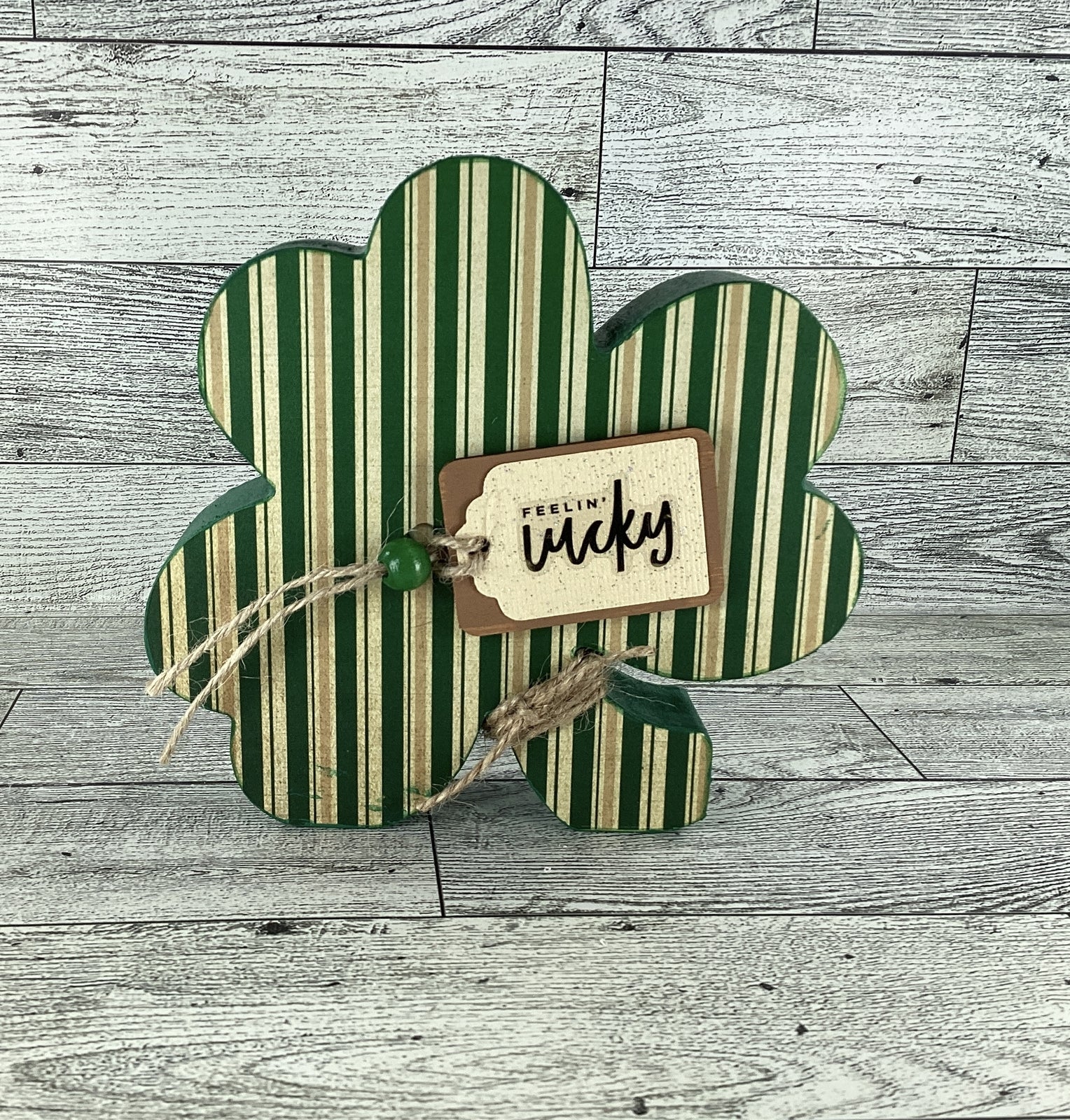 AGD Saint Patrick Decor - Chunky Wood Shamrock Sitter 2pc Set