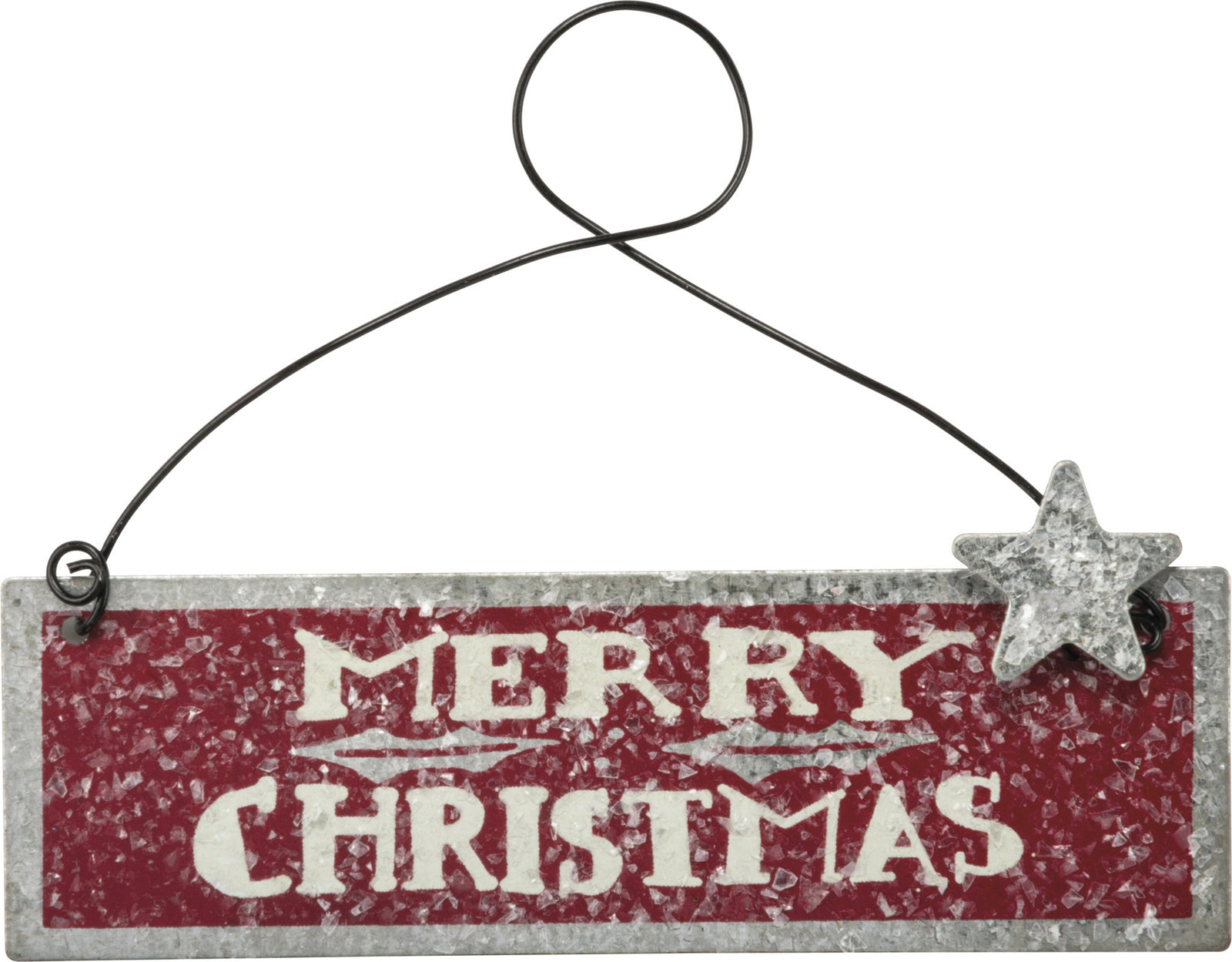 PBK Christmas Decor - Red Merry Christmas Tin Ornament