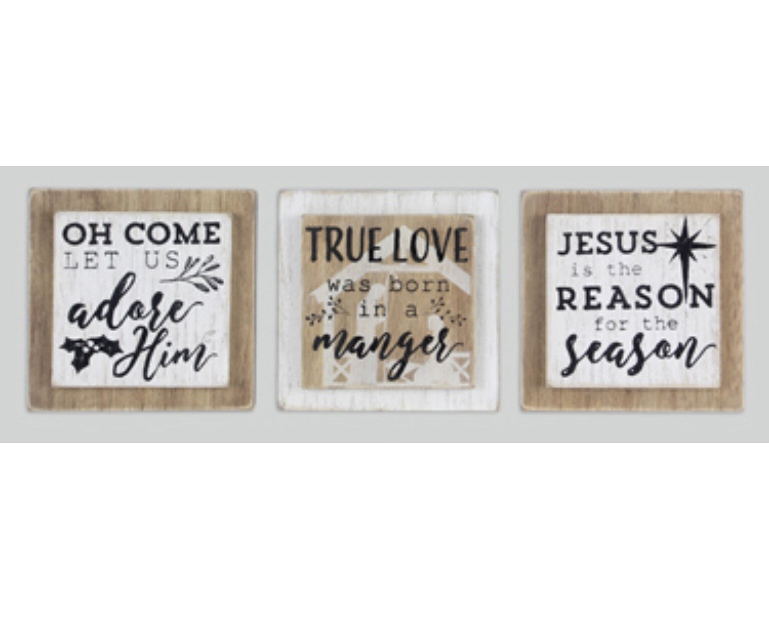 Youngs Christmas Decor - Jesus Reason True Love Adore Him Signs 3pc