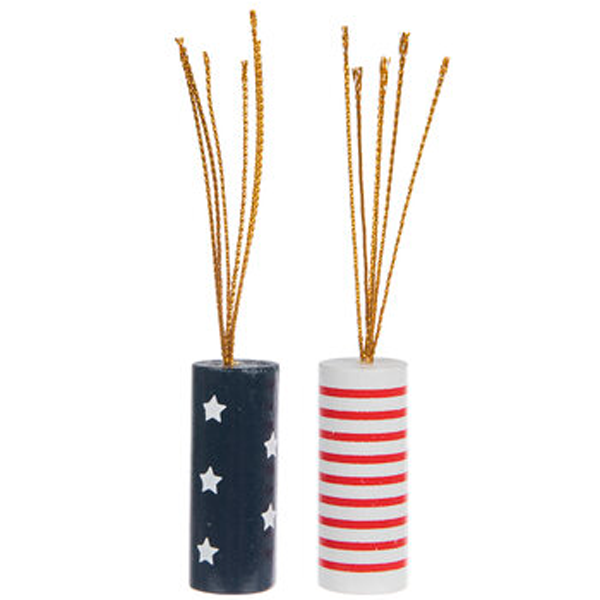Patriotic Decor - Wood Stars and Stripes Small Firecracker 8pc Set