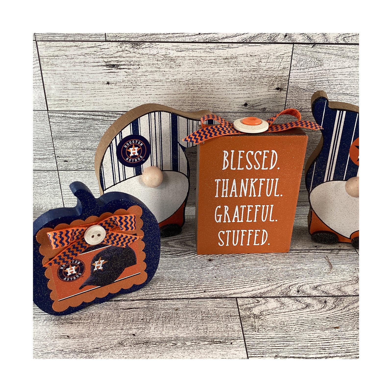 AGD Fall Decor -  Fall Baseball Gnomes Pumpkins Sign 5pc Set