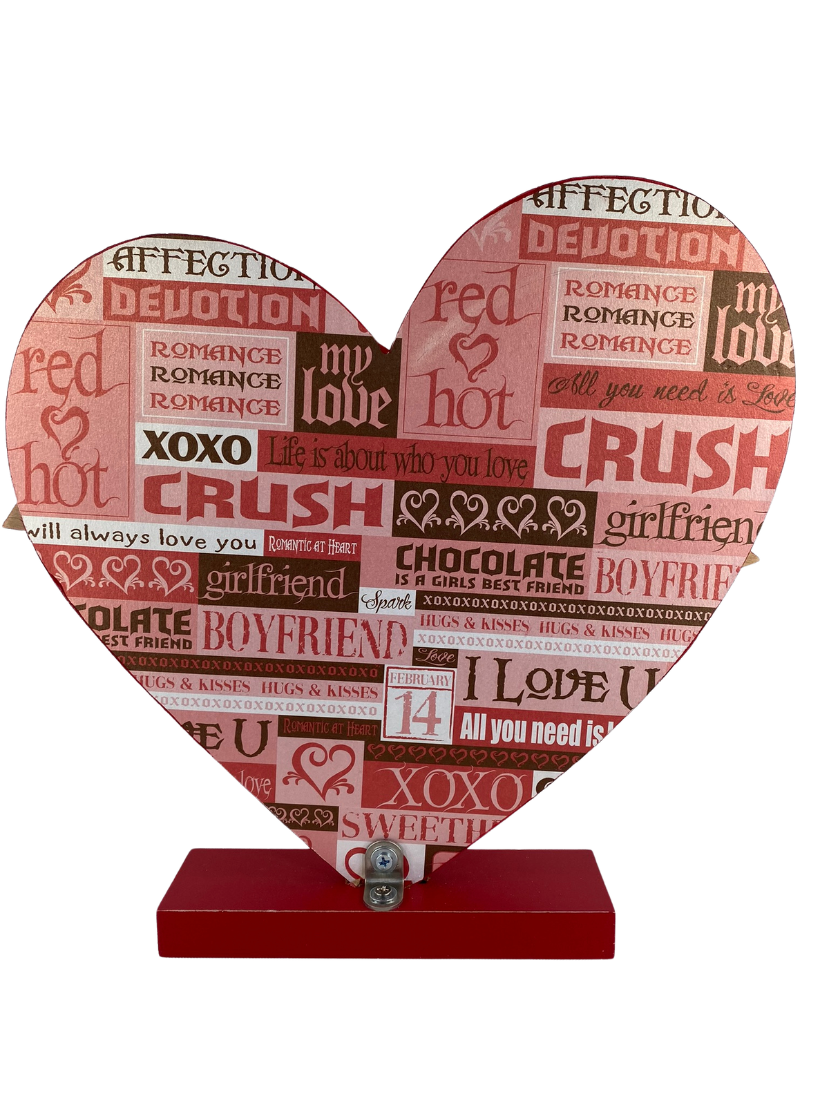 AGD Valentines Decor - Love you More Wood Arrow Reversible Wood Heart