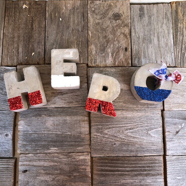 AG Designs Patriotic Decor – Cement Letters Word HERO