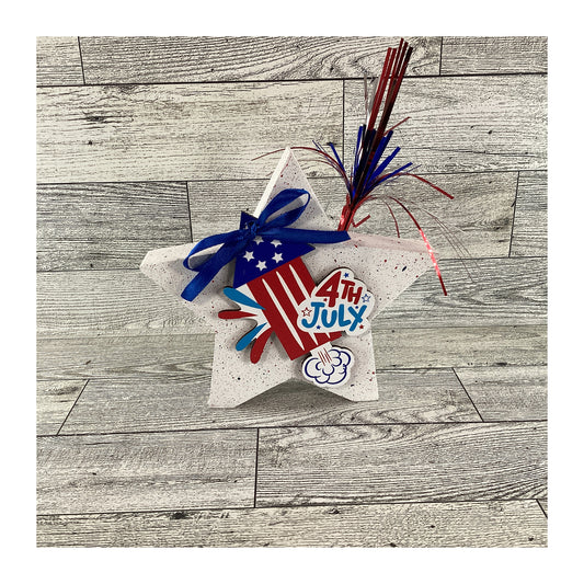 AGD Patriotic Decor - Fireworks Chunky Wood Star Sitter