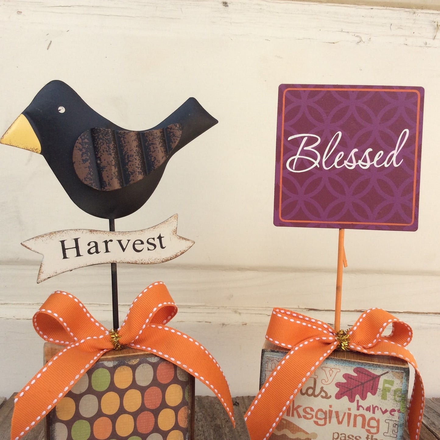 AG Designs Fall Decor - Blessed & Harvest Crow 2pc Set #613/43