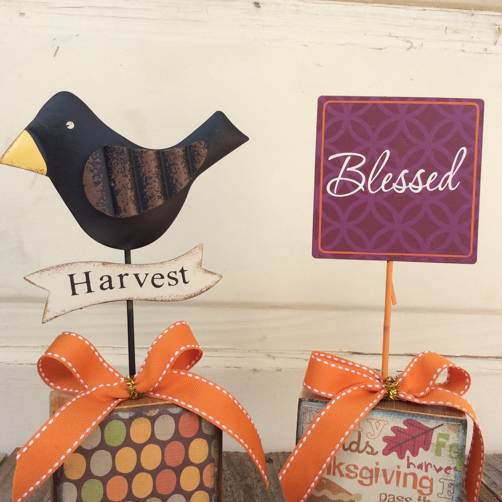AG Designs Fall Decor - Blessed & Harvest Crow 2pc Set #613/43