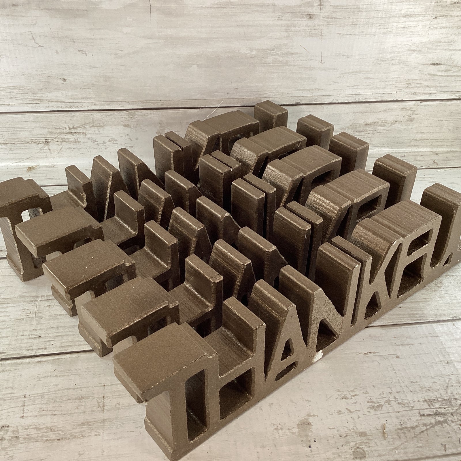 Fall Craft Supply - Wood Chunky Thankful Word Die Cut Tabletop Sitter