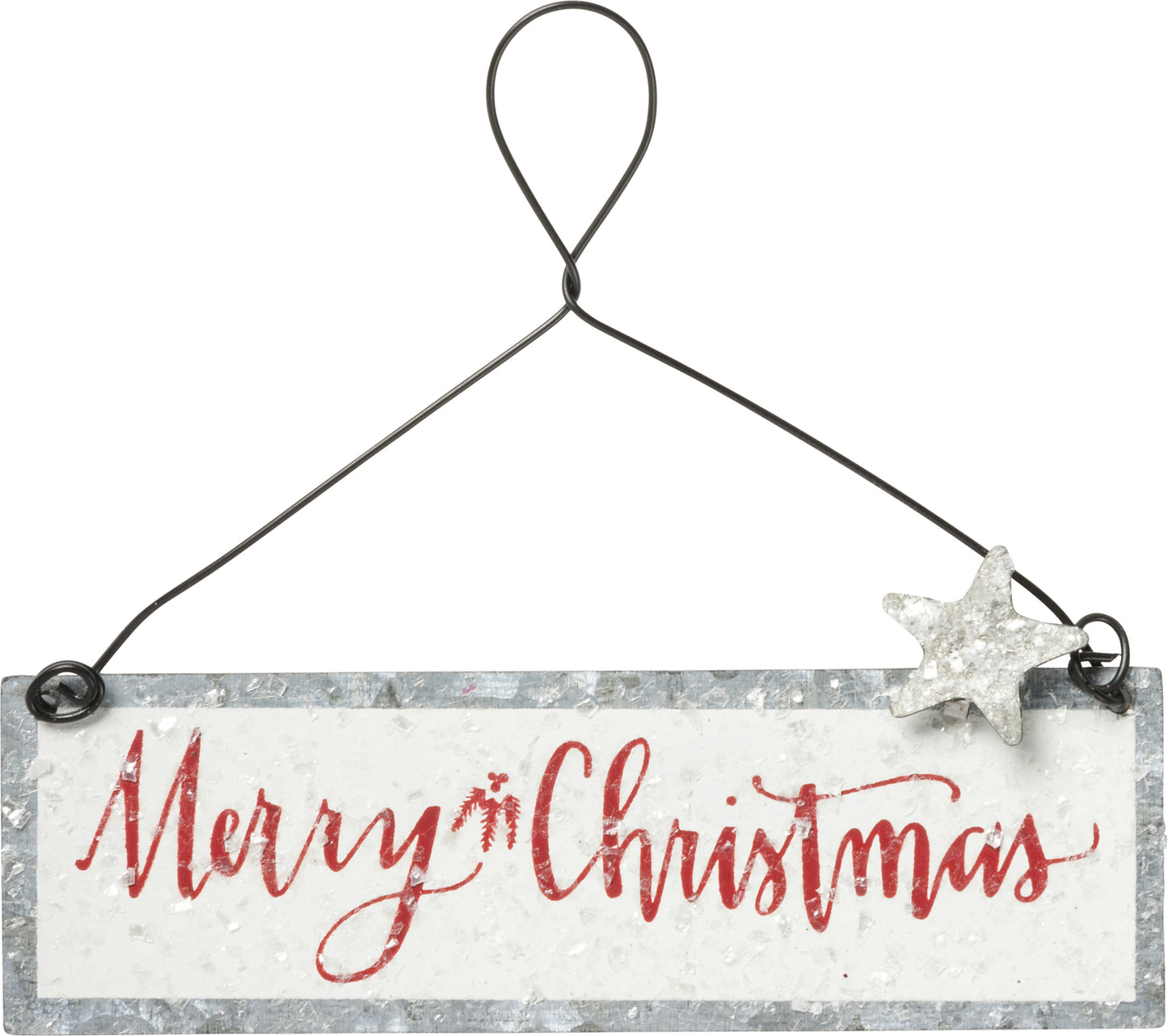 PBK Christmas Decor - Prim Merry Christmas Tin Ornament