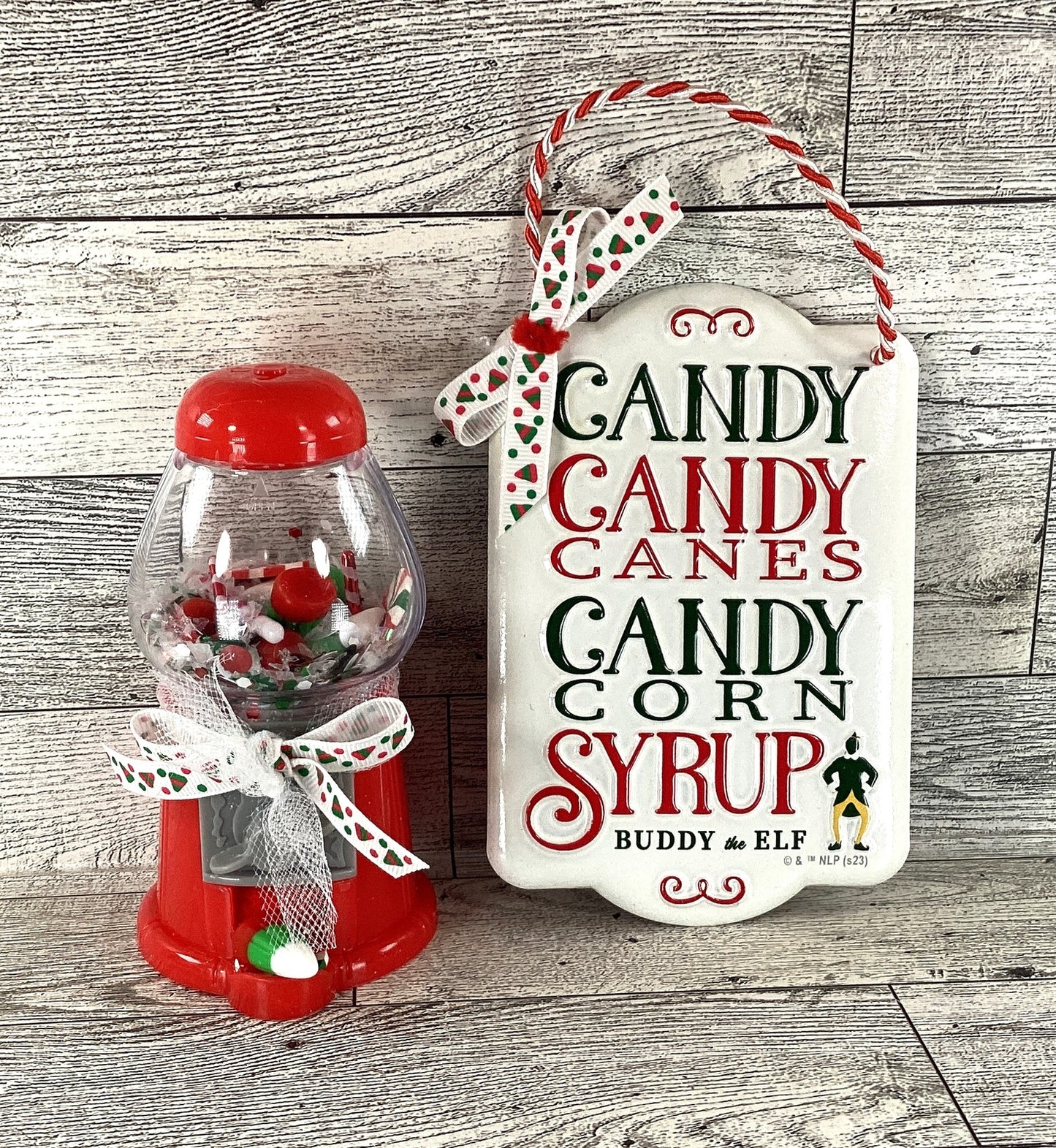 AGD Christmas Decor - Small Plastic Elf Candy Gumball Shaker 2pc Set