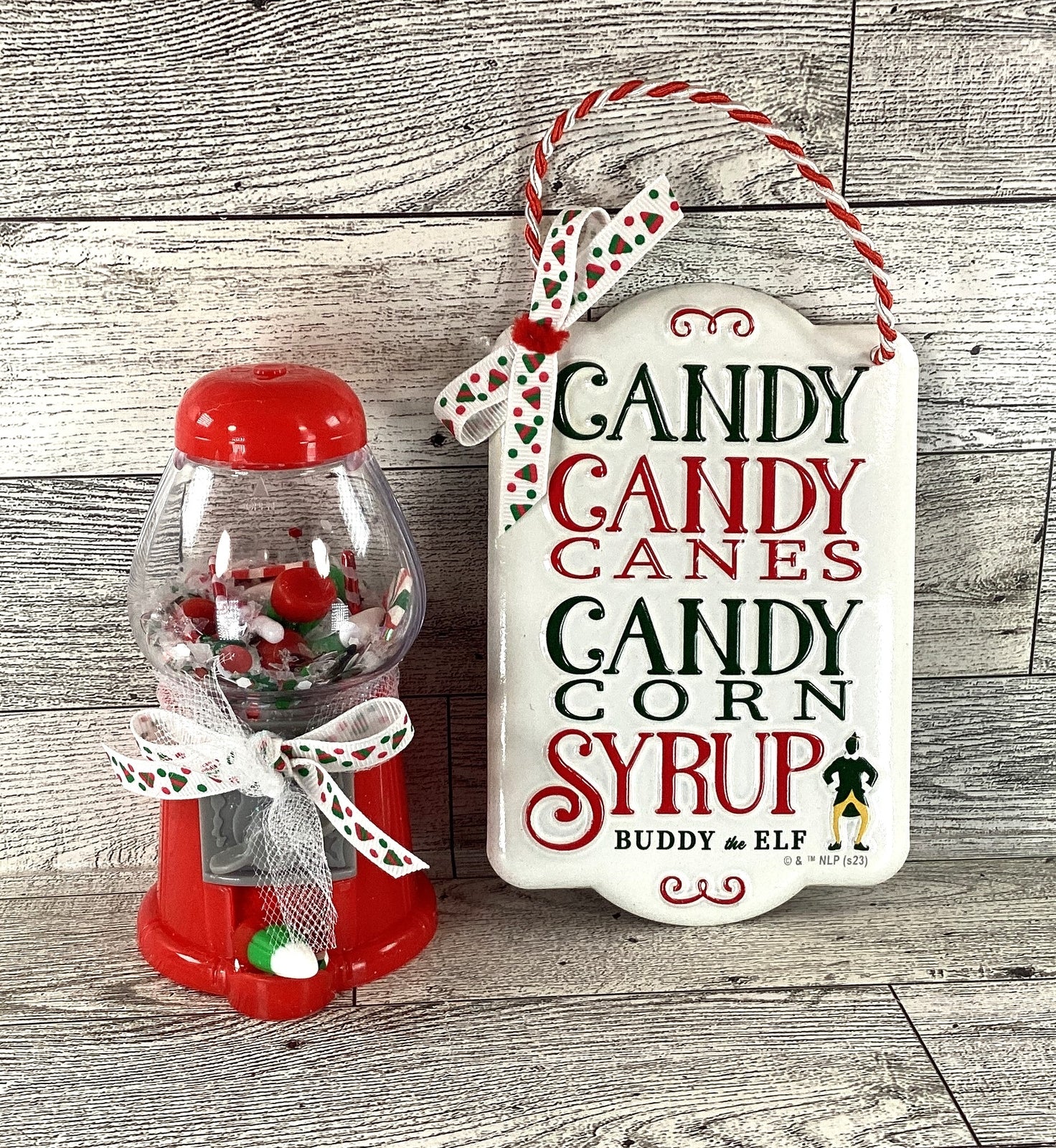 AGD Christmas Decor - Small Plastic Elf Candy Gumball Shaker 2pc Set