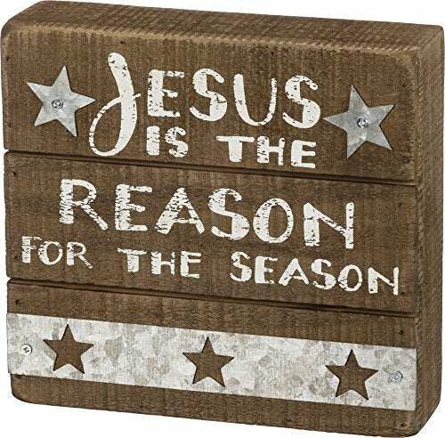 PBK Christmas Decor - Wood Jesus is the Reason Box Sign