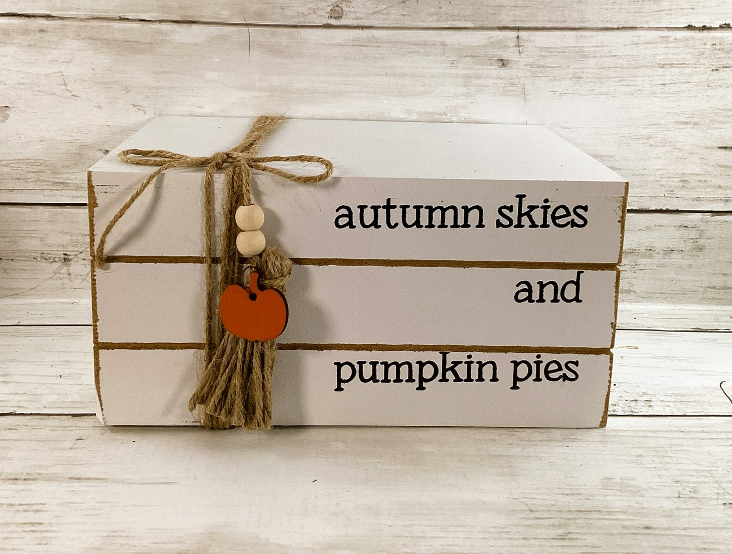 AGD Fall Decor - Autumn Skies Pumpkin Pies Stacked Book Tabletop Sitter