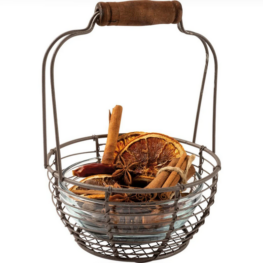 PBK Home Decor - Small Wire Egg Basket with Handle