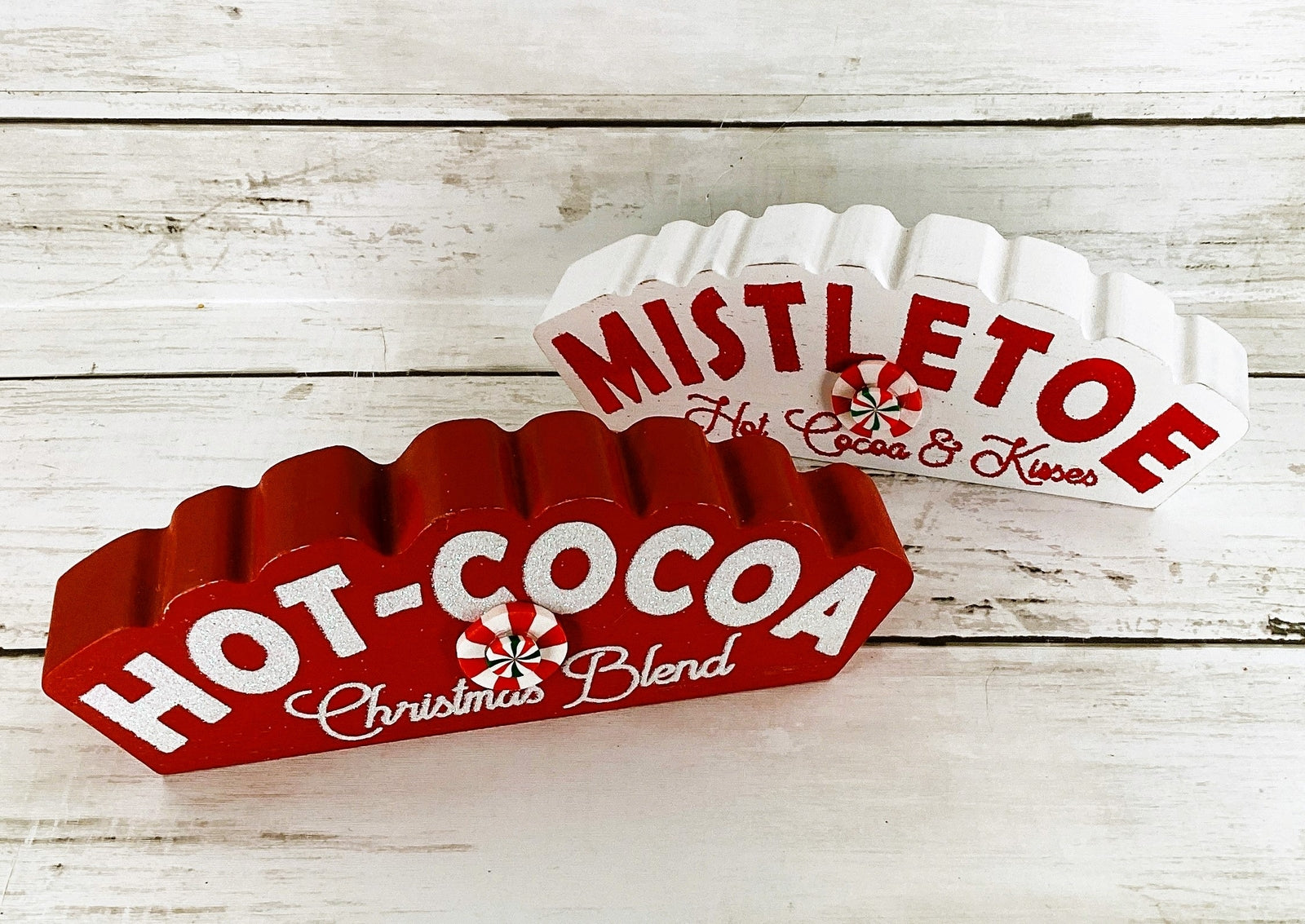 AGD Christmas Decor - Peppermint Candy Hot Cocoa Theme Bar Tier Tray 3pc