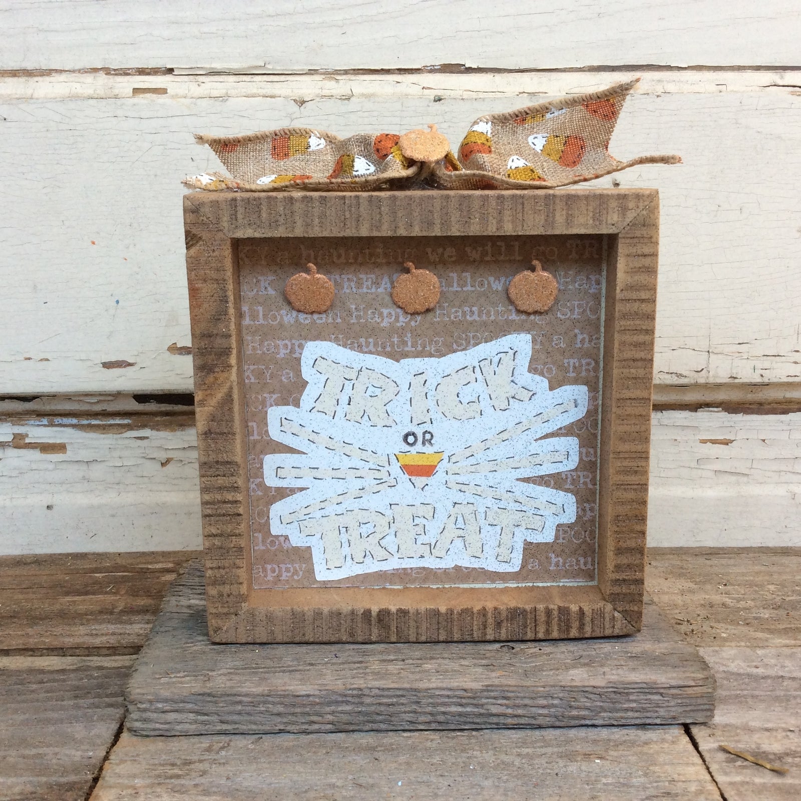 AGD Halloween Decor - Trick Treat Cat Whiskers Box Sign