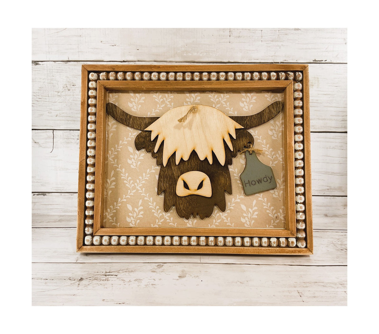 AGD Home Decor - 3-D Howdy Highland Cow Head Easel-back Sign
