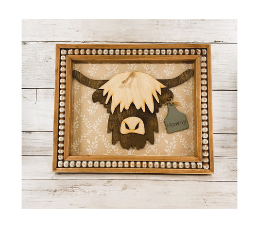 AGD Home Decor - 3-D Howdy Highland Cow Head Easel-back Sign