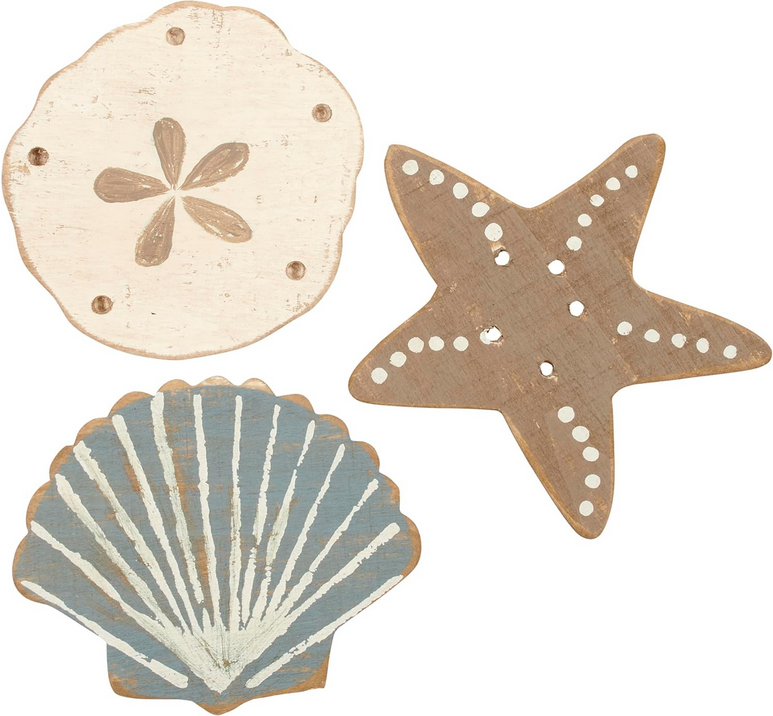 PBK Christmas Decor - Seas Shells Oceans Beach Theme Ornaments 3pc