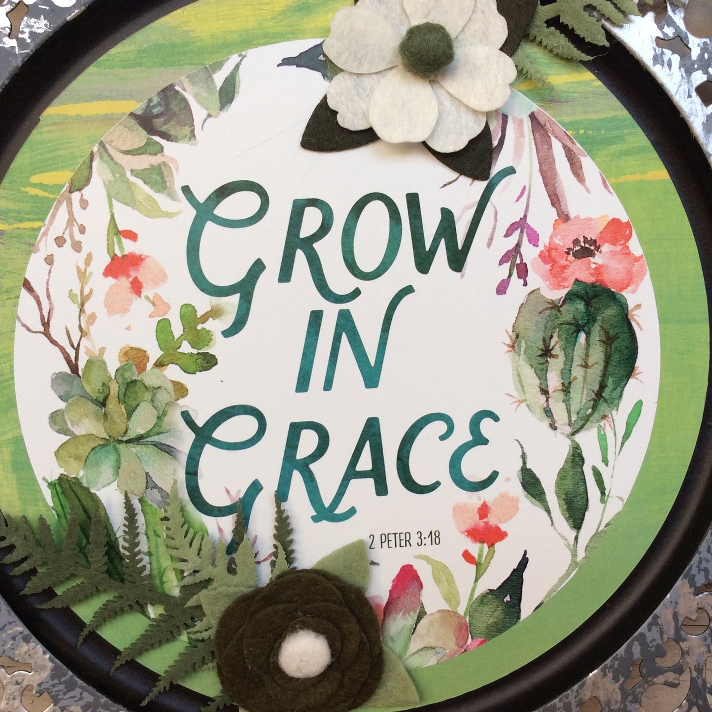 AGD Home Decor - Grow In Grace Greenery Metal Charger Plate