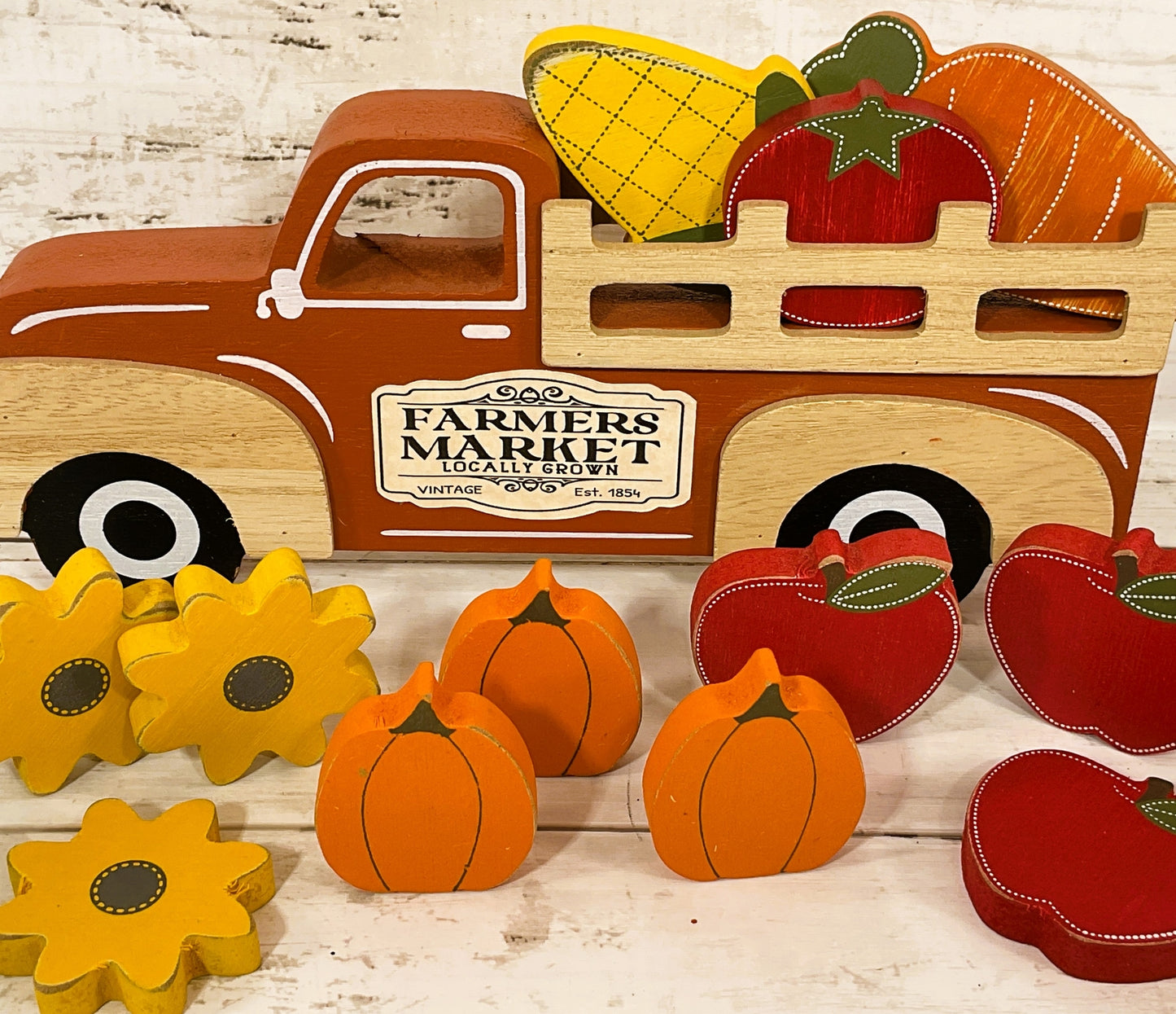 AGD Fall Decor - Farmers Market Stand Harvest Chunky Wood Truck