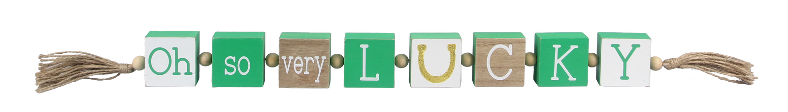 Youngs Saint Patrick Decor - Oh So Very Lucky Wood Block Sitter