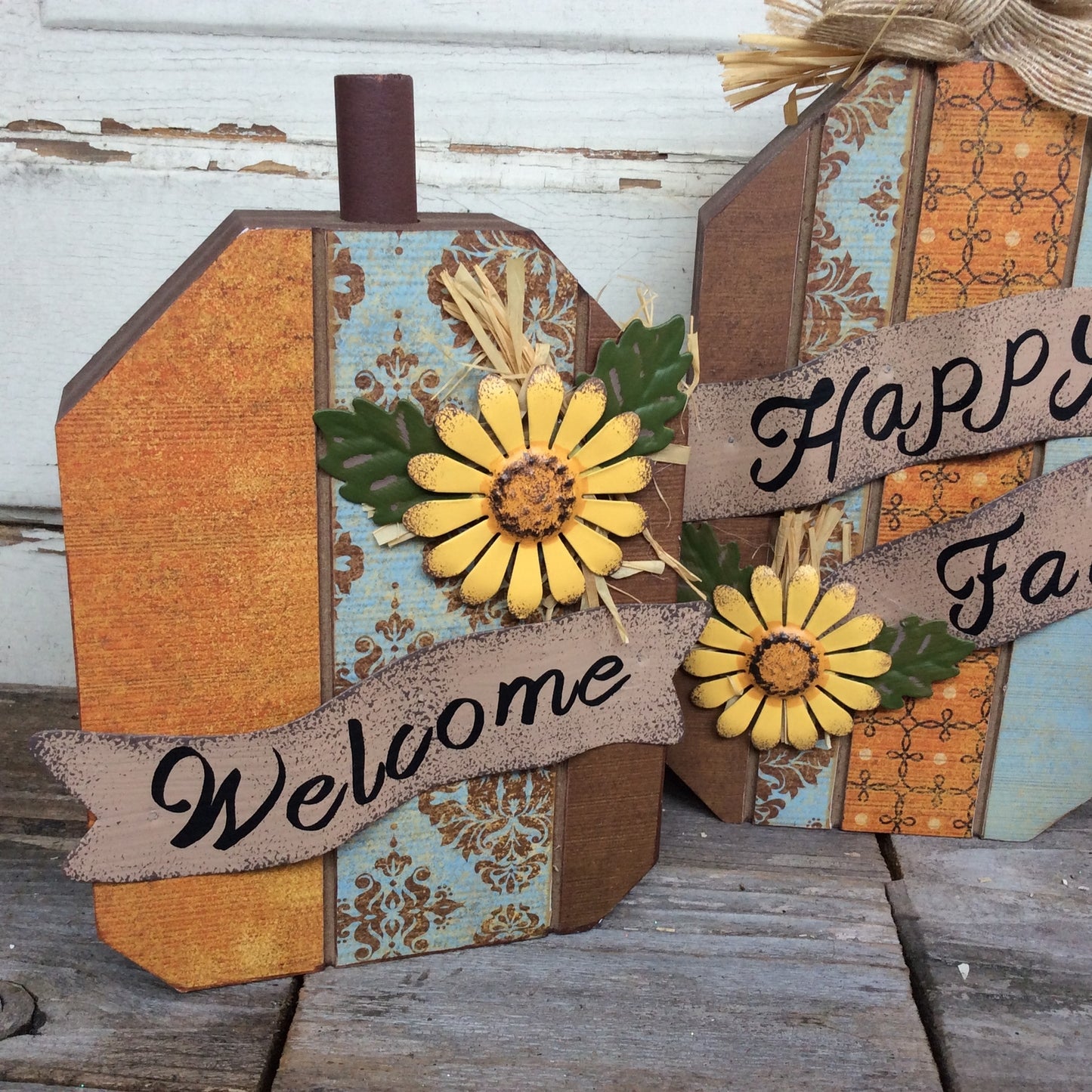 AGD Fall Decor - Welcome Pumpkins and Birds 4pc Bundle Set