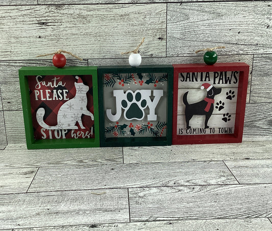 AGD Christmas Decor -  Pet Dog Cat Paw Joy Tier Tray 3pc Set