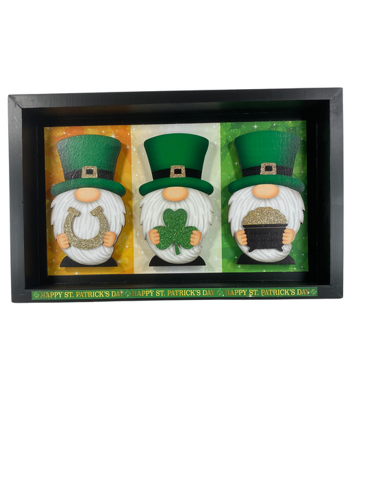 AGD St Patricks Decor - Happy Saint Patricks Day Gnome Reversible Inset Box Sign